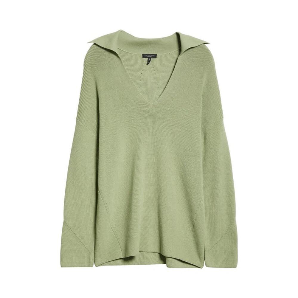 Rag & Bone Amy Ribbed Cotton Blend Collared Tunic Sweater Size XL NWOT $325 - Picture 3 of 9
